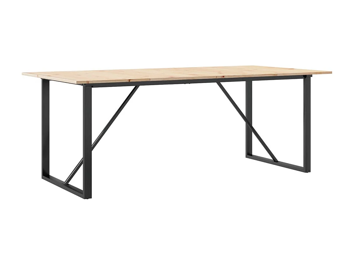 Table à manger cadre en O 200x100x75cm bois de pin massif fonte FR761876
