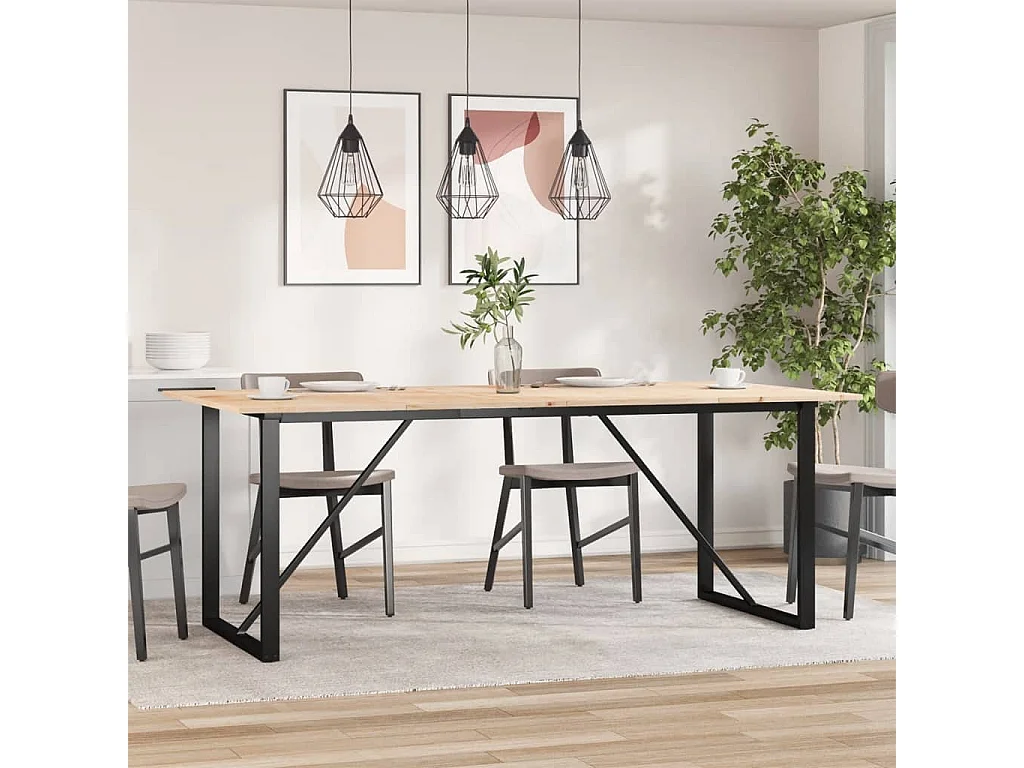 Table à manger cadre en O 200x100x75cm bois de pin massif fonte FR761876