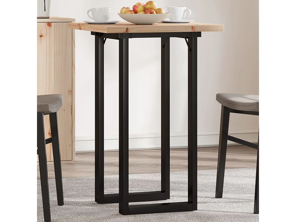 Table à manger cadre en O 50x50x75,5cm bois de pin massif fonte FR619172