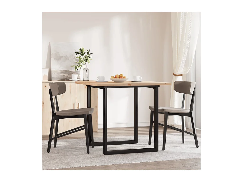 Mesa comedor marco O madera maciza pino y hierro 90x90x75,5 cm ES343568