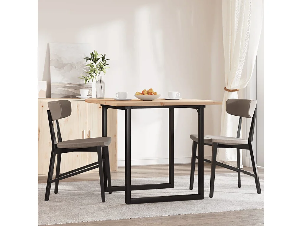 Table à manger cadre en O 90x90x75,5cm bois de pin massif fonte FR639207