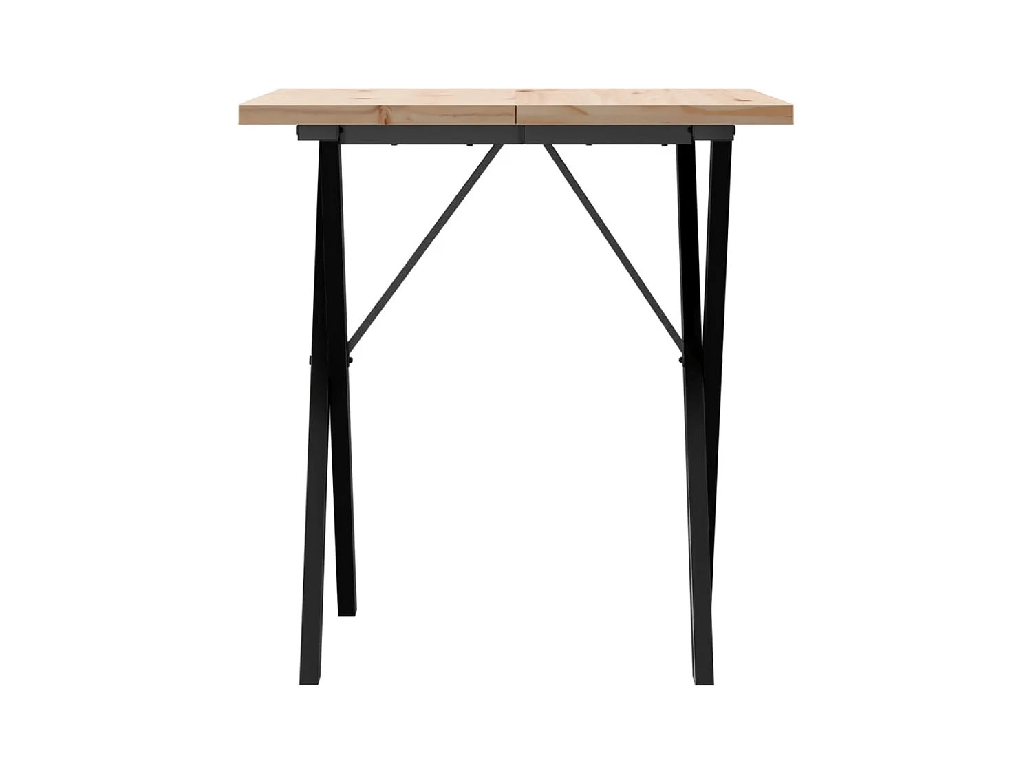 Mesa comedor marco X madera maciza pino y hierro 70x70x75,5 cm ES500986