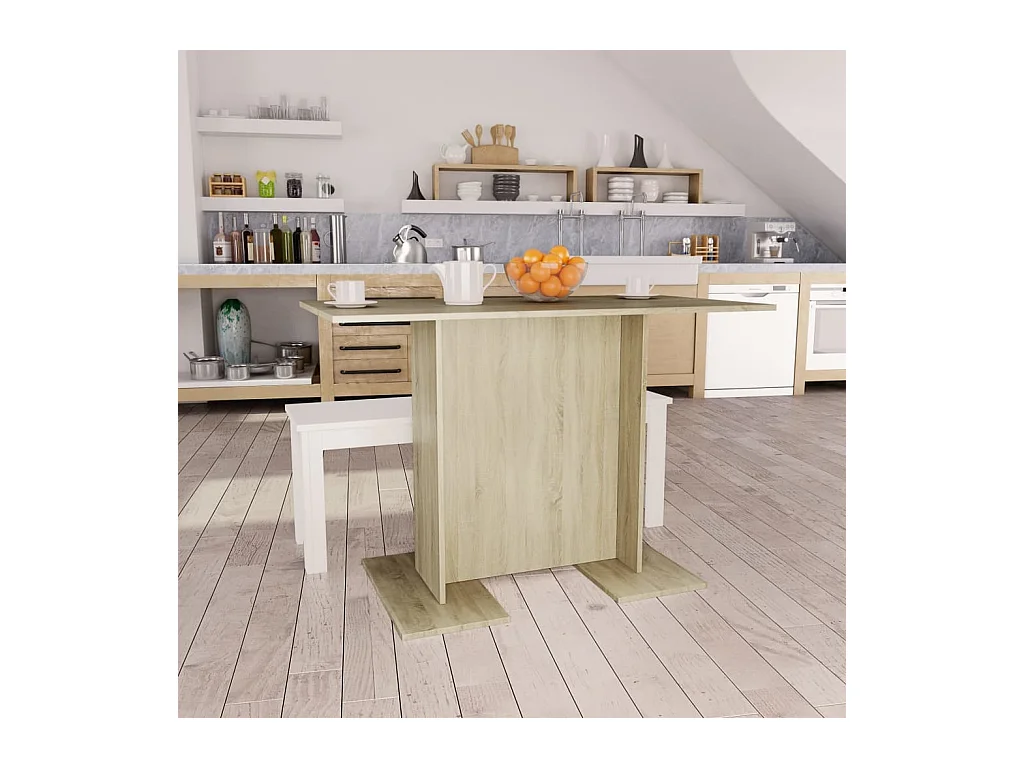 Mesa de comedor madera contrachapada roble sonoma 110x60x75cm ES750058