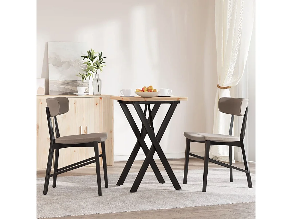 Table à manger cadre en X 50x50x75,5cm bois de pin massif fonte FR483283