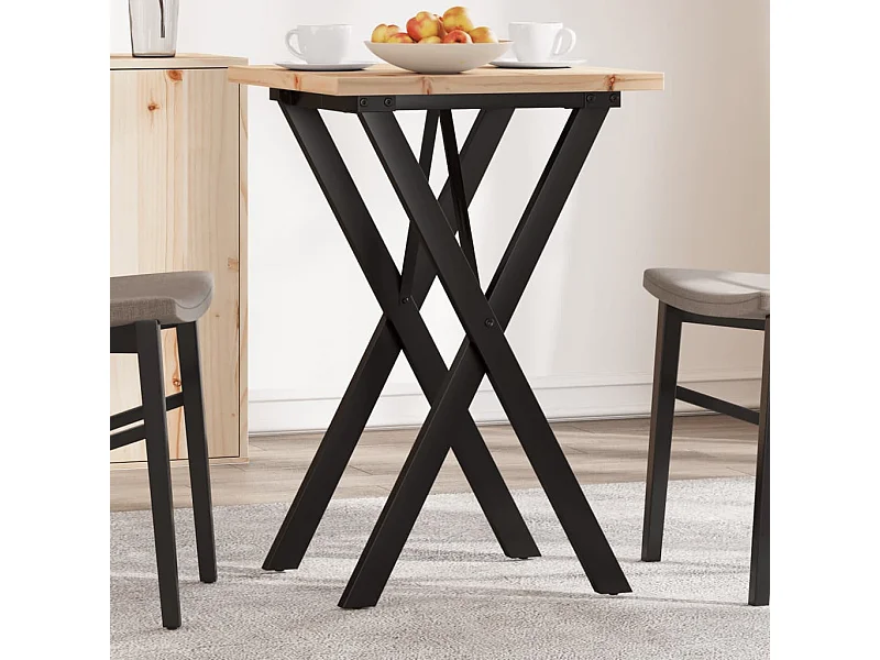 Table à manger cadre en X 50x50x75,5cm bois de pin massif fonte FR483283