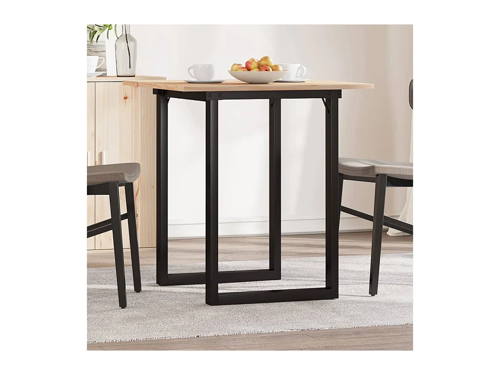 Mesa de comedor marco O madera maciza pino y hierro 70x70x75 cm ES513552