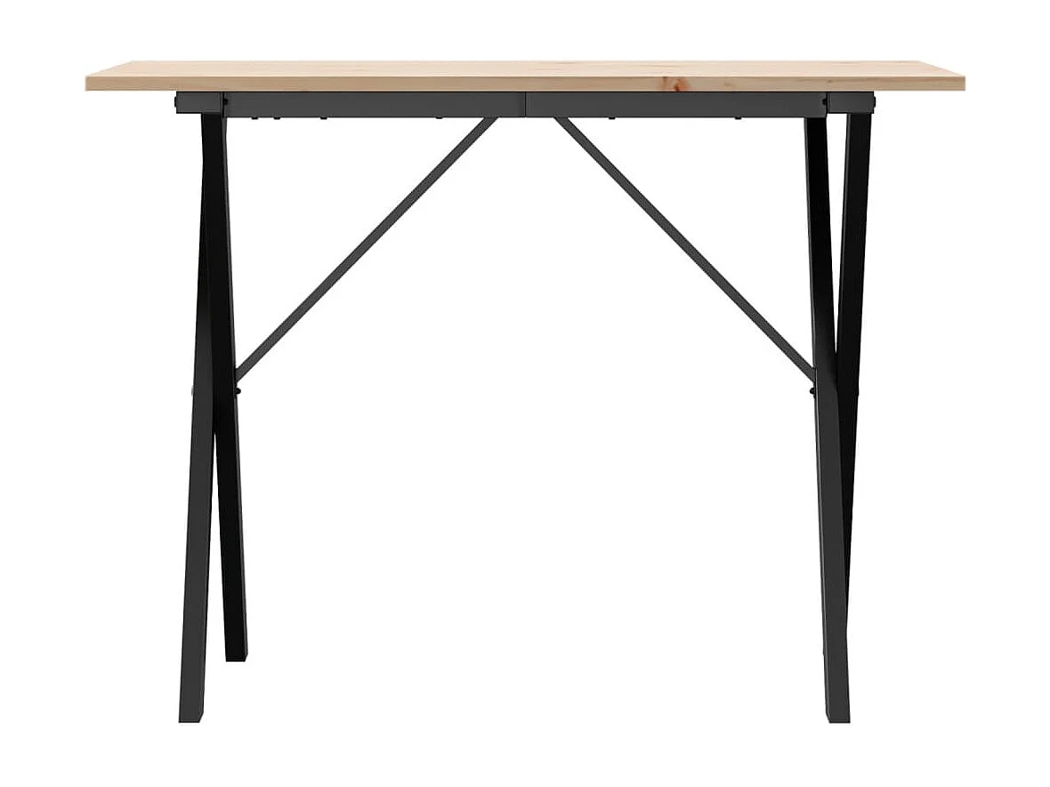 Mesa de jantar estrutura em X 100x50x75cm pinho e ferro fundido PT628876