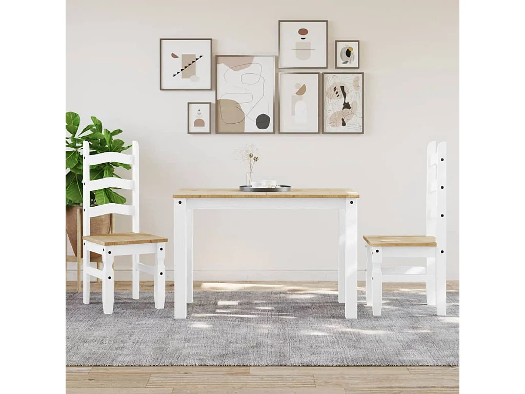 Table à manger Panama blanc 117x60x75 cm bois massif de pin FR387019