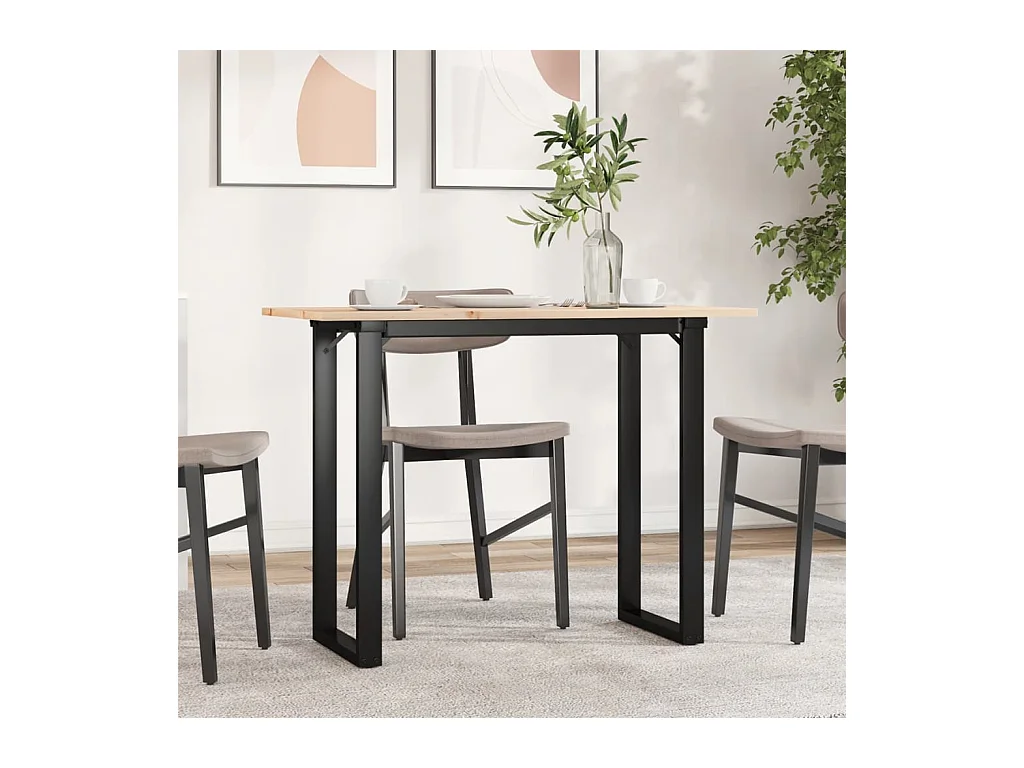 Table à manger cadre en O 100x50x75 cm bois de pin massif fonte FR559195