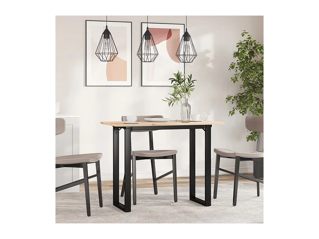 Table à manger cadre en O 100x50x75 cm bois de pin massif fonte FR559195