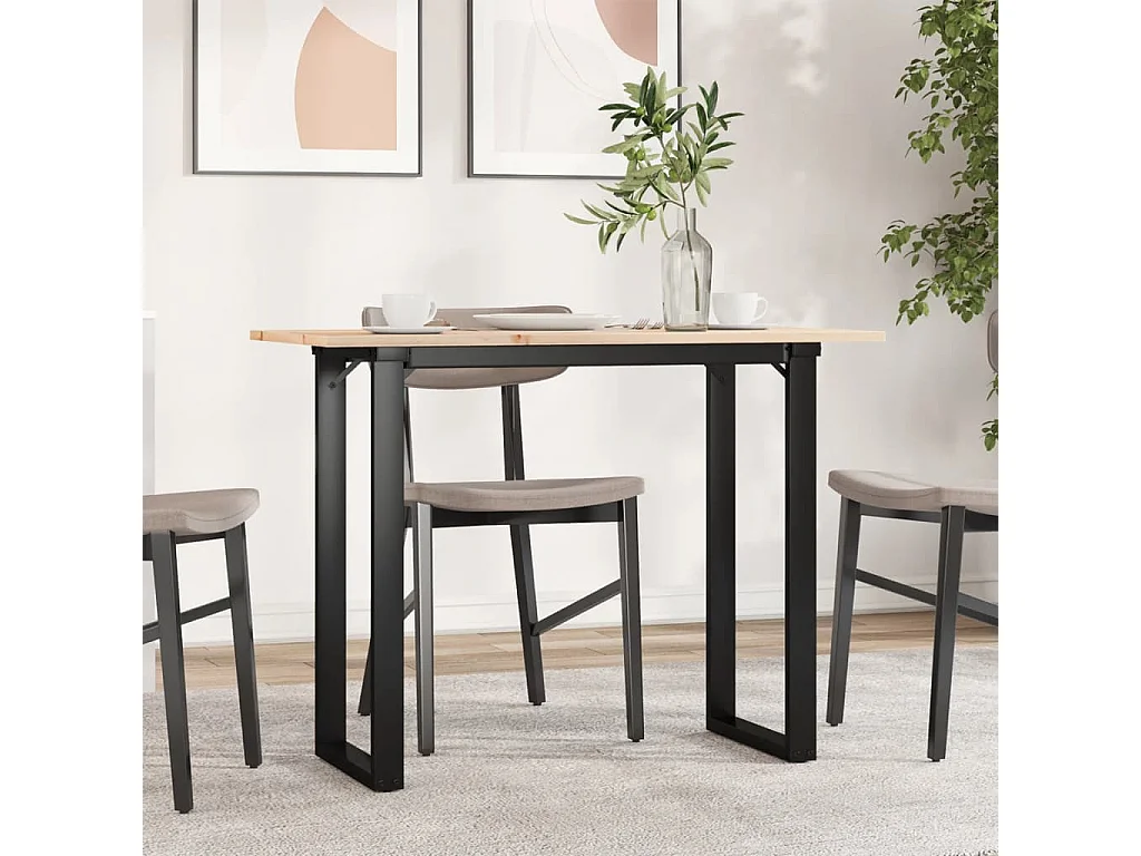Mesa de comedor marco O madera maciza pino y hierro 100x50x75cm ES653612