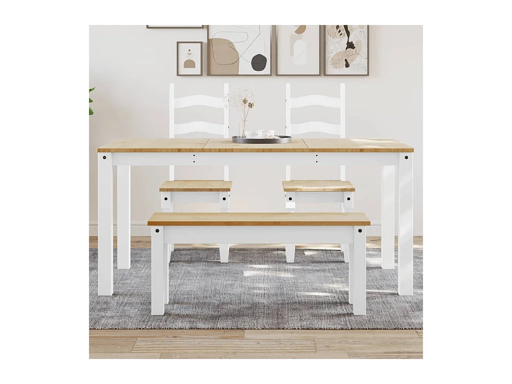 Table à manger Panama blanc 160x80x75 cm bois massif de pin FR941138