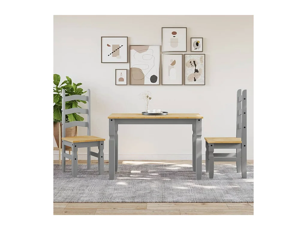 Table à manger Corona gris 112x60x75 cm bois massif de pin FR385821