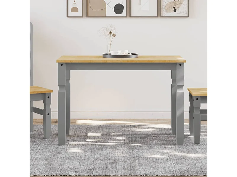 Table à manger Corona gris 112x60x75 cm bois massif de pin FR385821