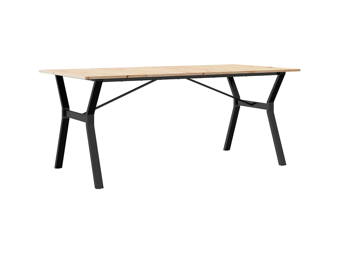 Mesa de comedor marco Y madera maciza pino y hierro 180x90x75cm ES489151
