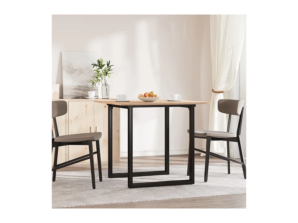 Mesa de comedor marco O madera maciza pino y hierro 80x80x75 cm ES193272