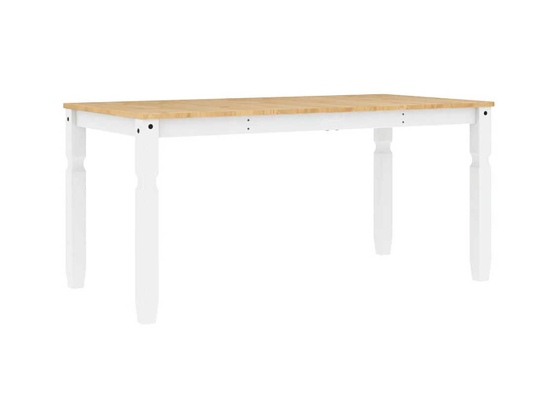 Table à manger Corona blanc 160x80x75 cm bois massif de pin FR627792
