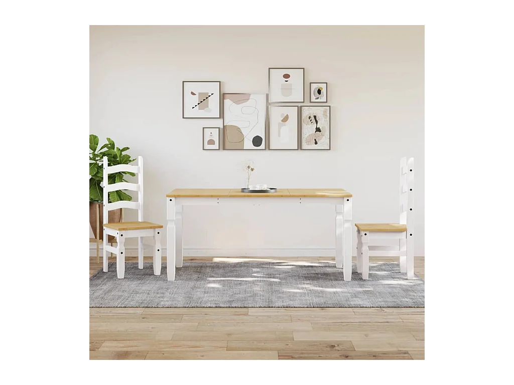 Table à manger Corona blanc 160x80x75 cm bois massif de pin FR627792