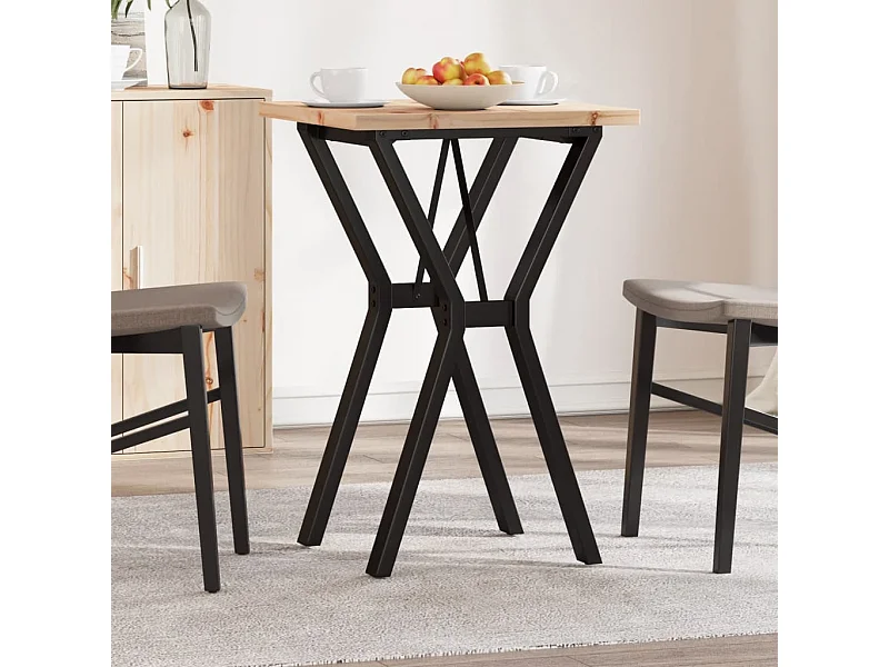 Table à manger cadre en Y 50x50x75,5cm bois de pin massif fonte FR370044