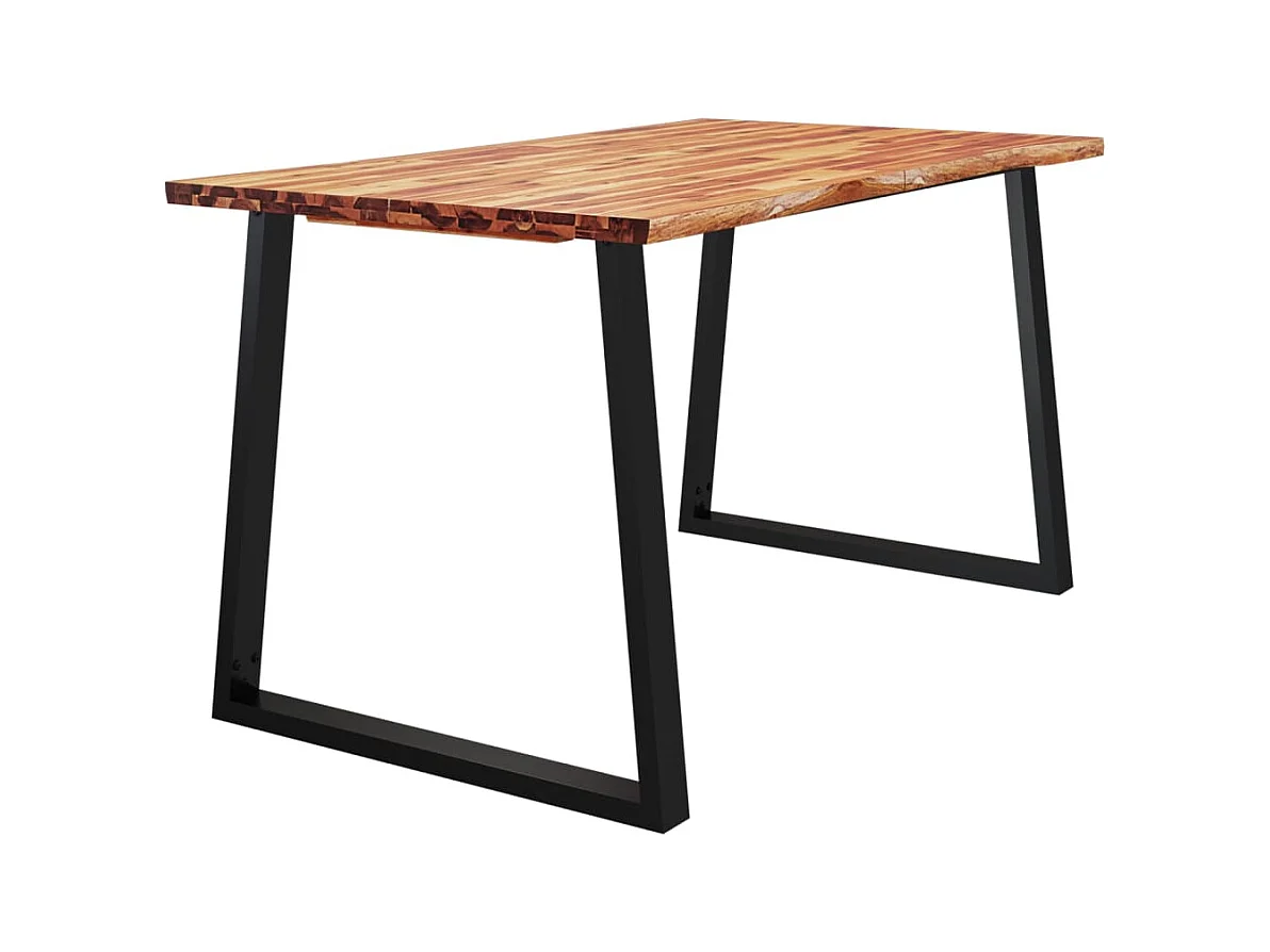 Mesa de comedor con borde vivo madera maciza acacia 140x80x75cm ES219378