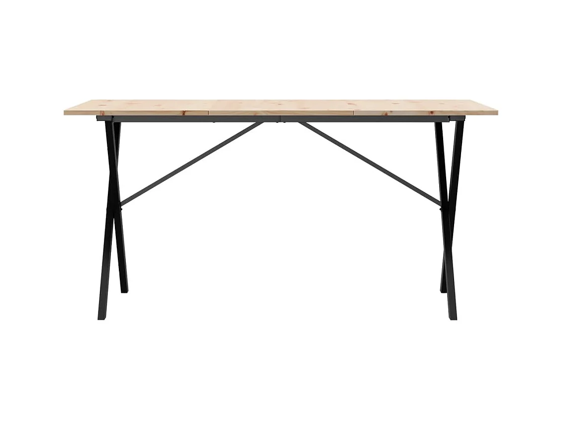 Mesa de comedor marco X madera maciza pino y hierro 140x80x75cm ES598825