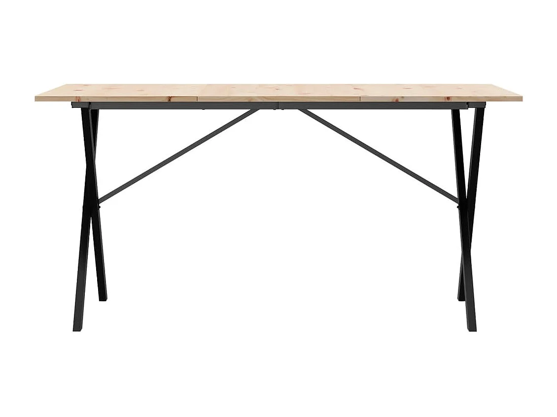 Mesa de comedor marco X madera maciza pino y hierro 140x80x75cm ES598825