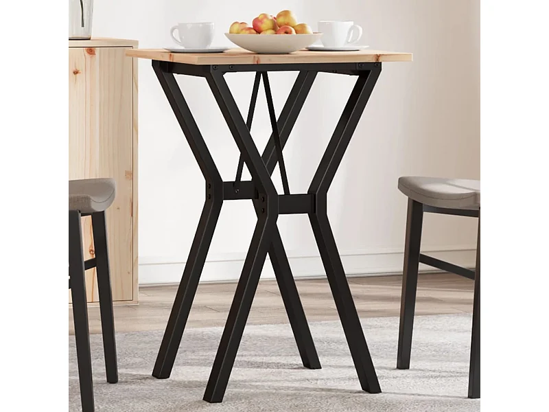 Mesa de comedor marco Y madera maciza pino y hierro 50x50x75 cm ES470911