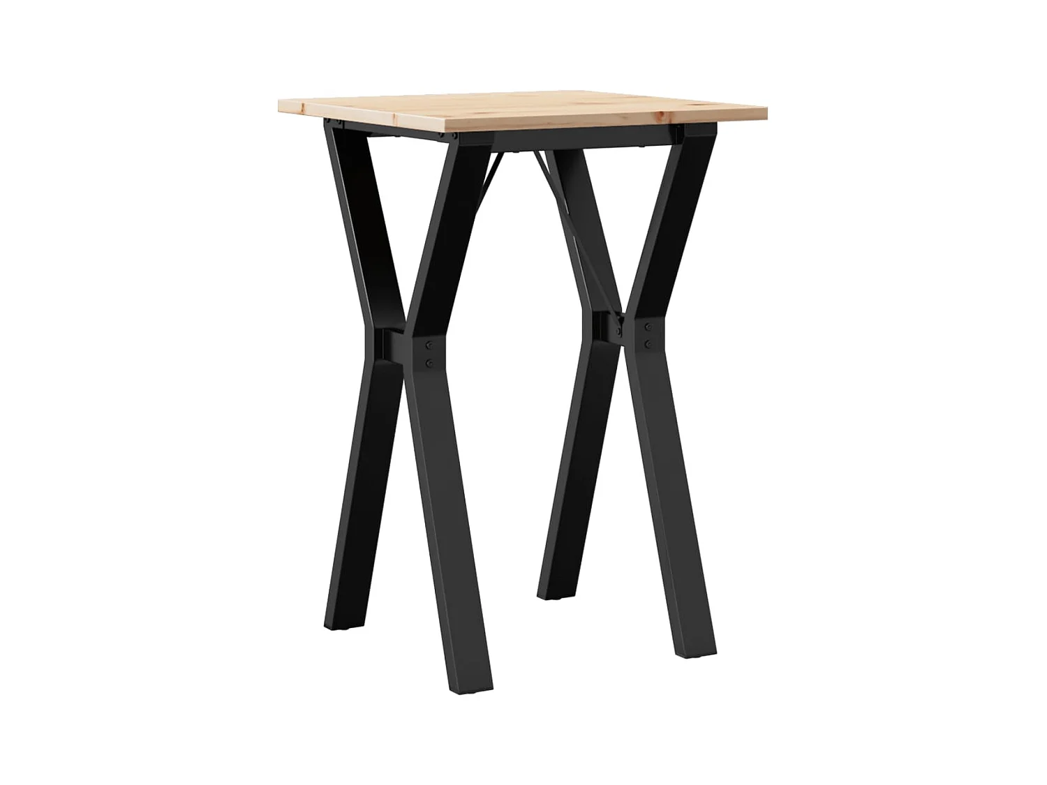 Mesa de comedor marco Y madera maciza pino y hierro 50x50x75 cm ES470911