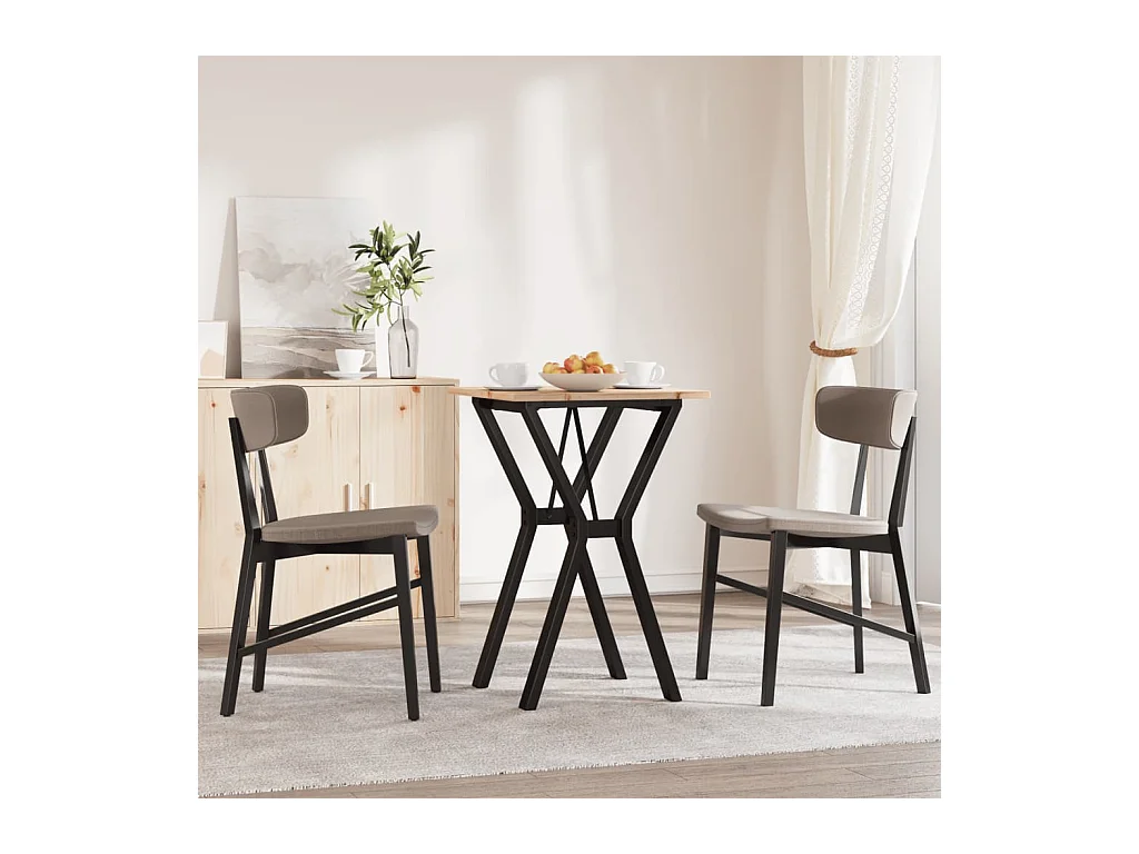 Mesa de comedor marco Y madera maciza pino y hierro 50x50x75 cm ES470911