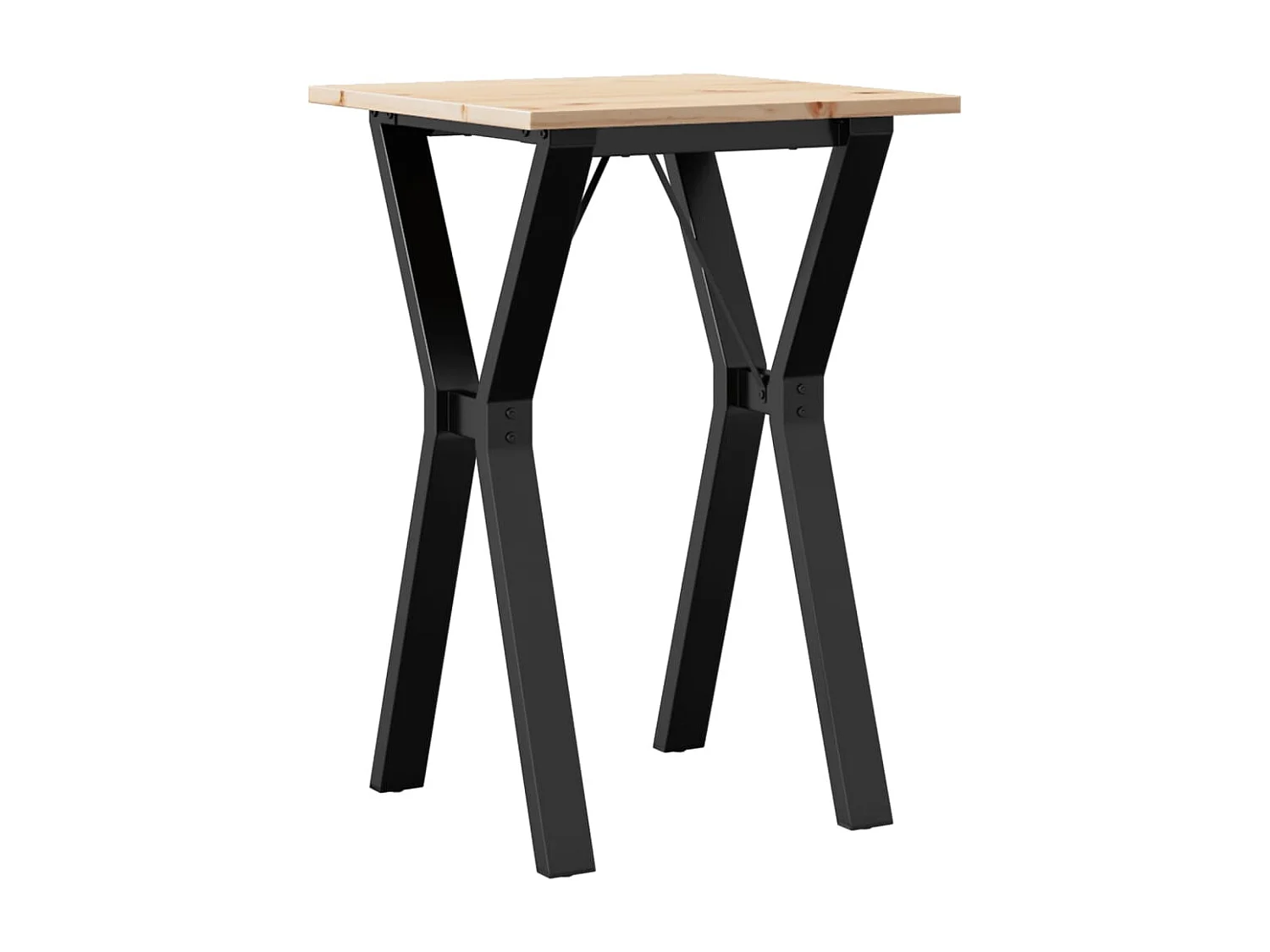 Mesa de comedor marco Y madera maciza pino y hierro 50x50x75 cm ES470911