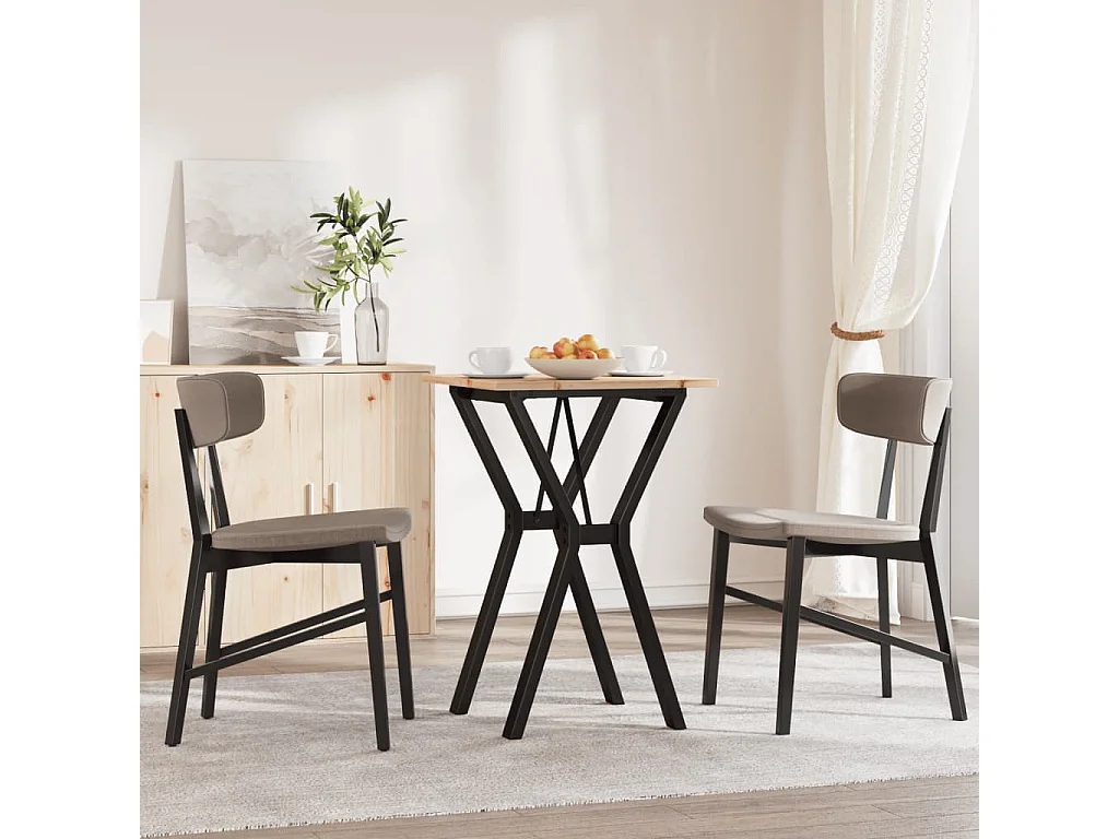 Mesa de comedor marco Y madera maciza pino y hierro 50x50x75 cm ES470911