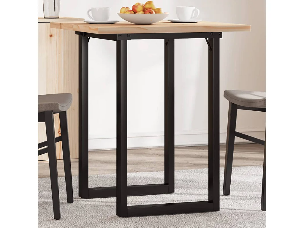 Mesa comedor marco O madera maciza pino y hierro 60x60x75,5 cm ES831191