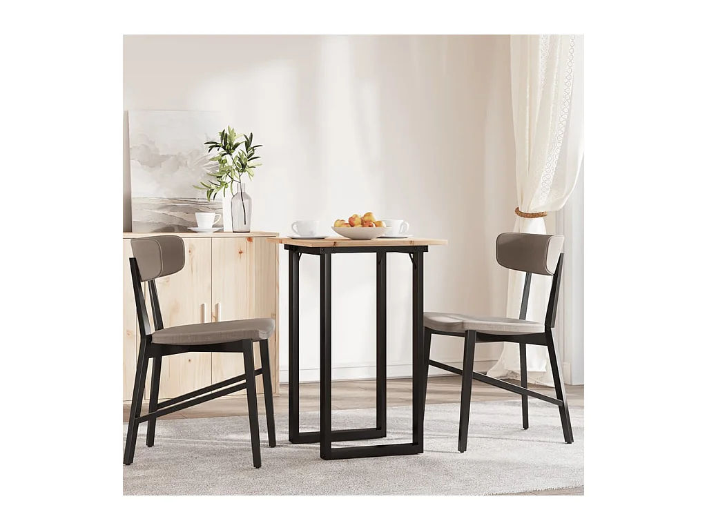 Mesa de comedor marco O madera maciza pino y hierro 50x50x75 cm ES986976