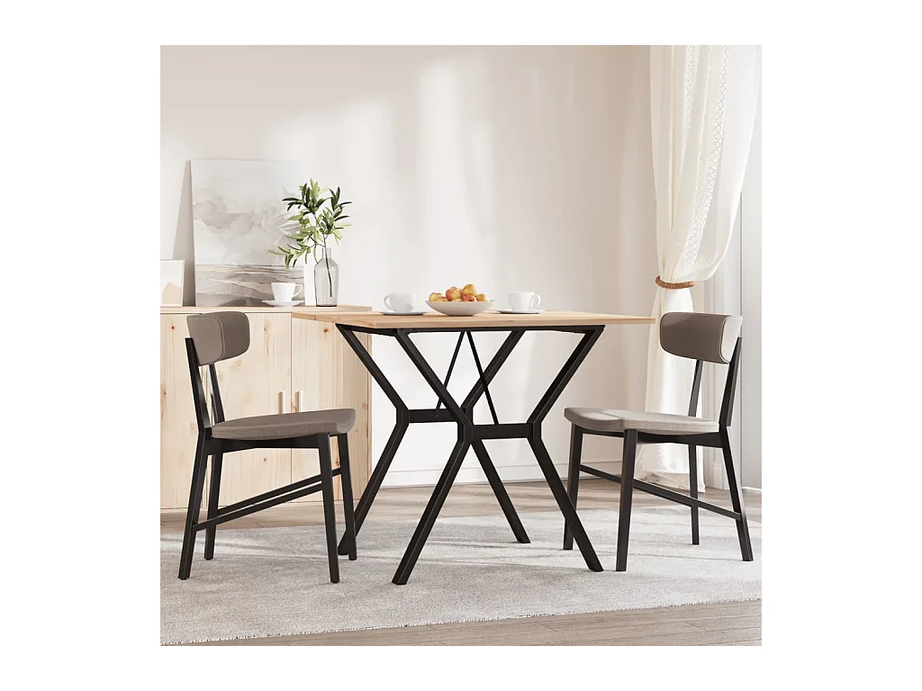 Table à manger cadre en Y 90x90x75 cm bois de pin massif fonte FR441505