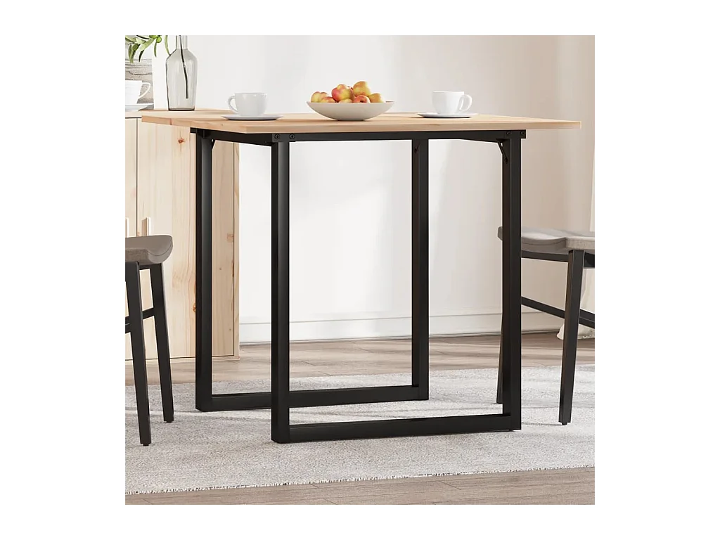 Table à manger cadre en O 90x90x75 cm bois de pin massif fonte FR357742