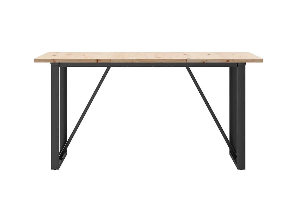 Table à manger cadre en O 140x80x75,5 cm bois pin massif fonte FR642601