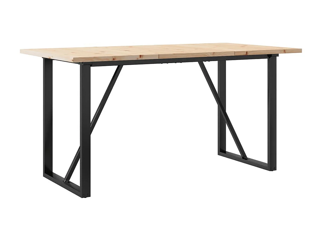 Table à manger cadre en O 140x80x75,5 cm bois pin massif fonte FR642601