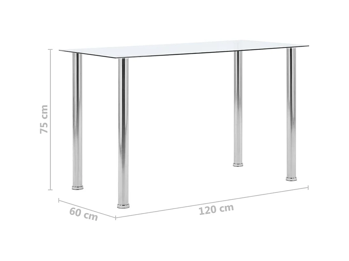 Mesa de comedor vidrio templado transparente 120x60x75 cm ES778315