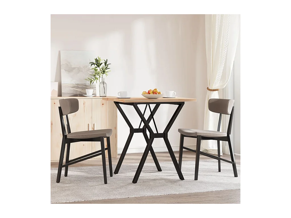 Mesa comedor marco Y madera maciza pino y hierro 70x70x75,5 cm ES122486