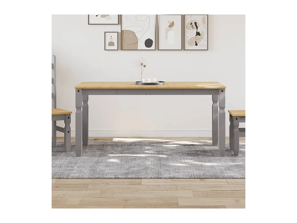 Mesa de comedor Corona madera maciza de pino gris 160x80x75 cm ES484227