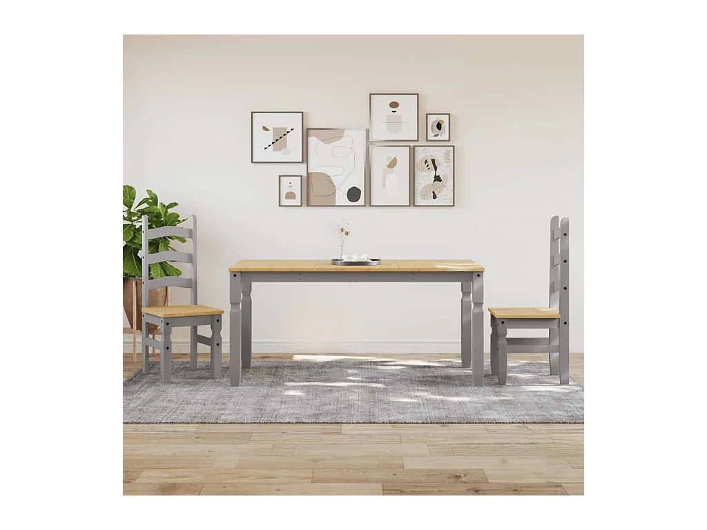 Mesa de comedor Corona madera maciza de pino gris 160x80x75 cm ES484227