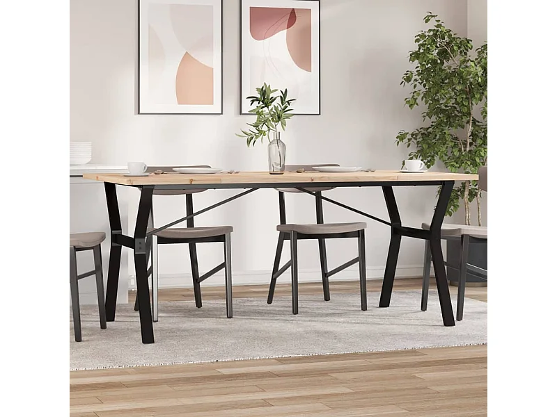 Eettafel Y-frame 180x90x75,5 cm massief grenenhout en gietijzer BE835631