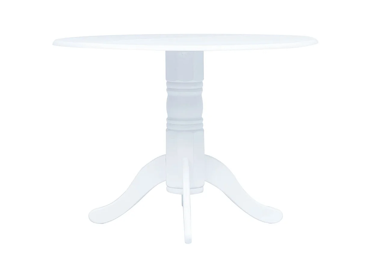 Mesa de comedor de madera maciza de caucho blanca 106 cm ES927801