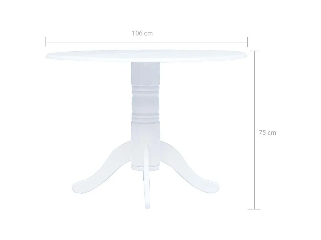 Mesa de comedor de madera maciza de caucho blanca 106 cm ES927801