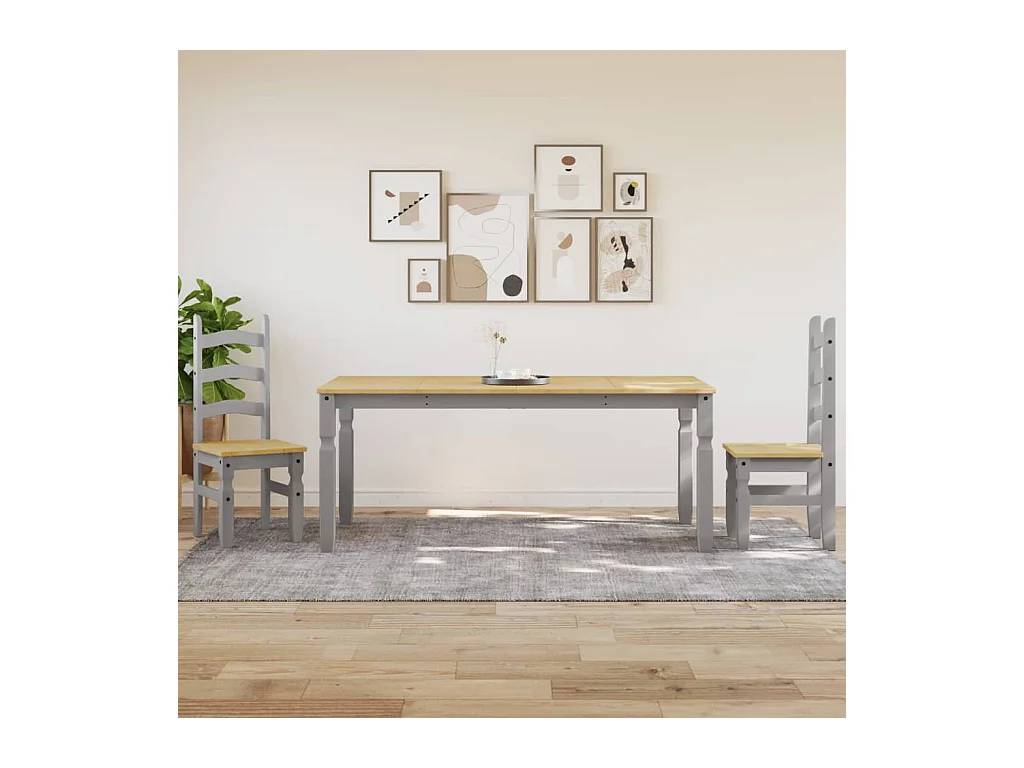 Table à manger Corona gris 180x90x75 cm bois massif de pin FR859793
