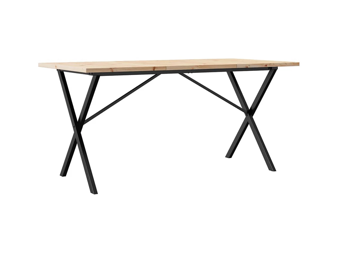 Table à manger cadre en X 160x80x75,5 cm bois pin massif fonte FR480139