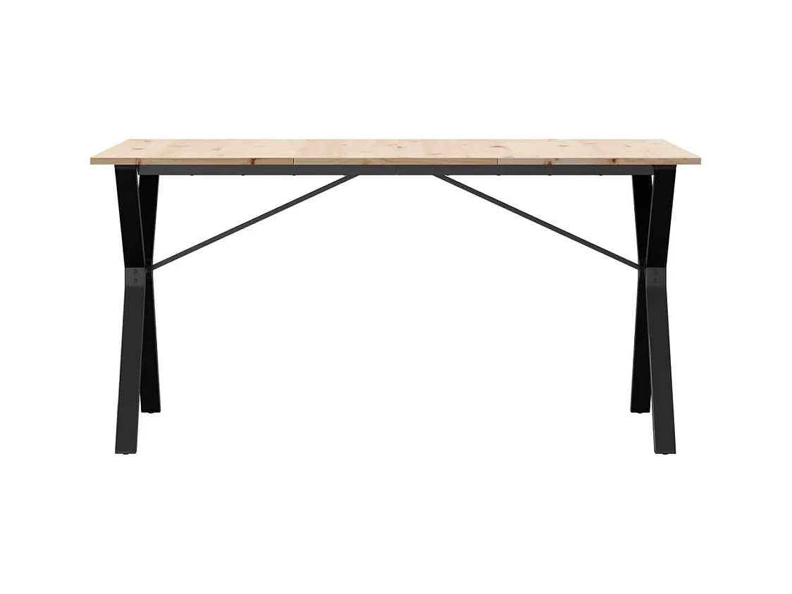 Mesa de comedor marco Y madera maciza pino y hierro 140x80x75cm ES201795