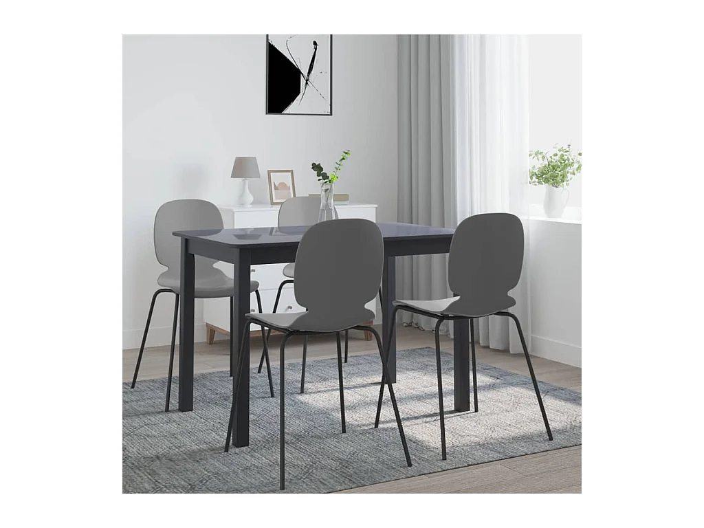 Mesa de comedor de madera maciza de caucho negro 114x71x75 cm ES629596