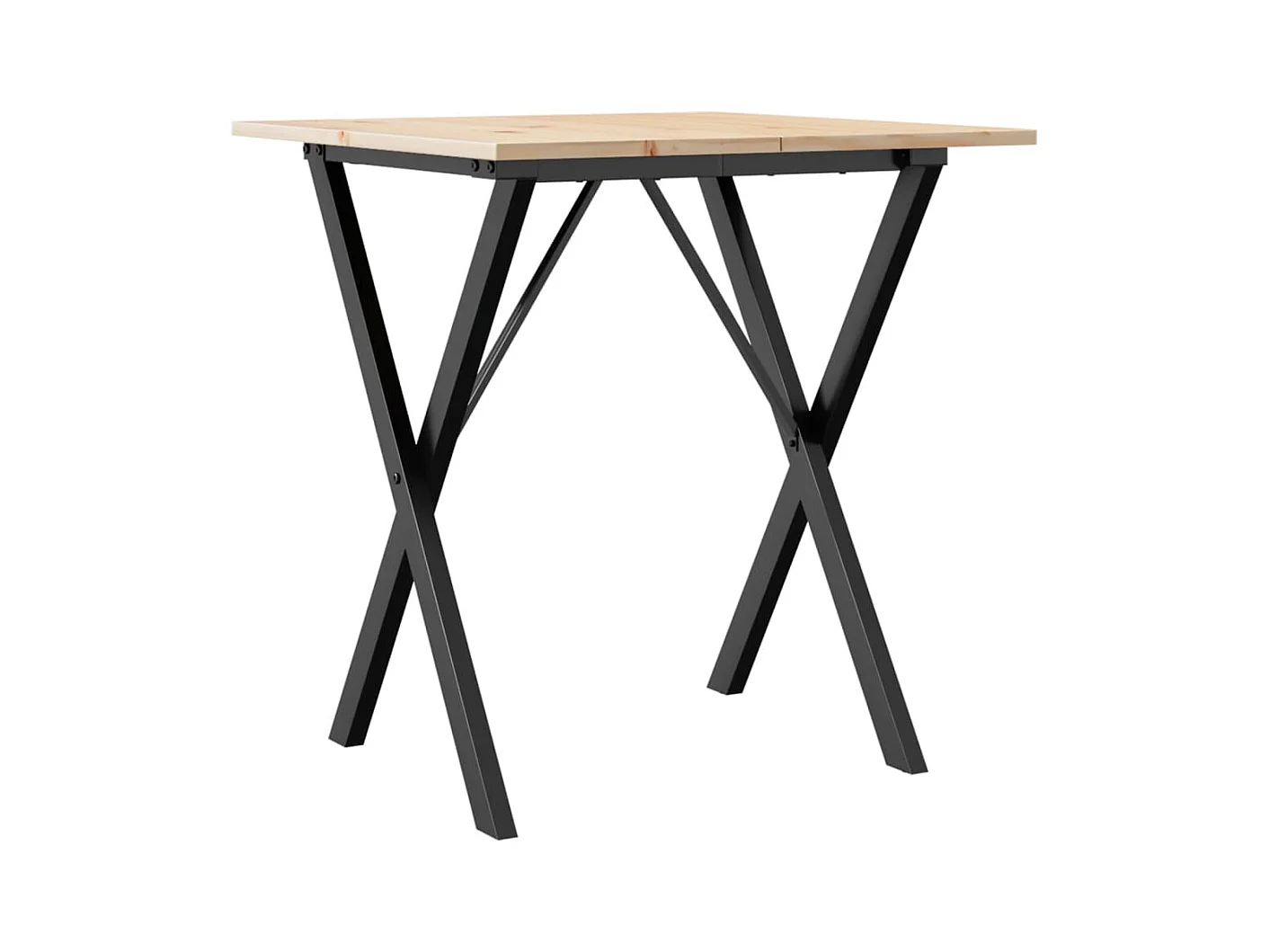 Mesa de comedor marco X madera maciza pino y hierro 70x70x75 cm ES683170