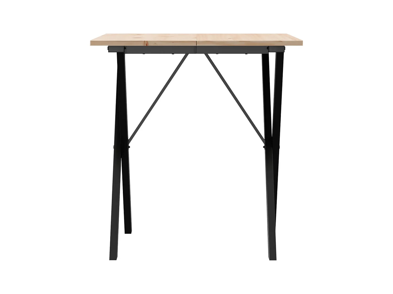 Mesa de comedor marco X madera maciza pino y hierro 70x70x75 cm ES683170